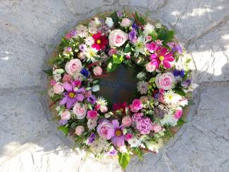 Pink colourful floral wreath