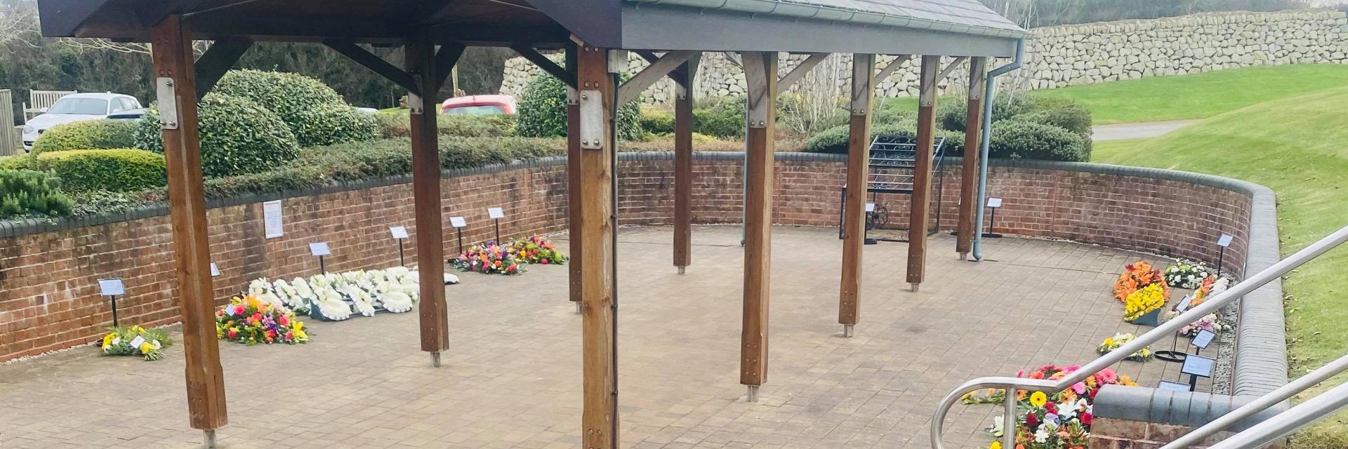 Floral tributes at the crematorium