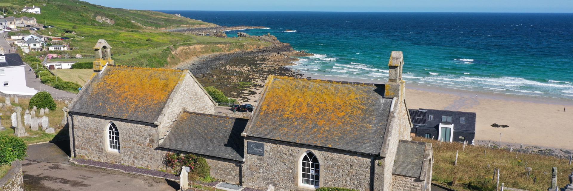 Barnoon Chapel at Porthmeor beach in St Ives