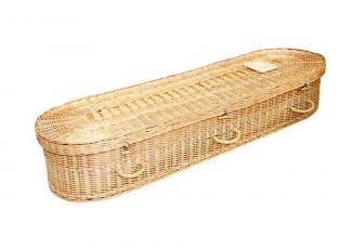 Rounded Brown Wicker Coffin
